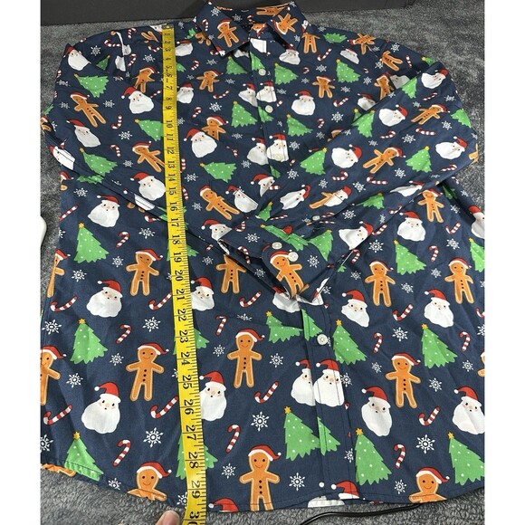 Simon Banks Christmas Gingerbread Man Buttons Up Shirt Size L - Picture 3 of 10